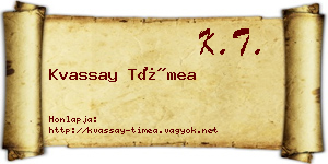 Kvassay Tímea névjegykártya