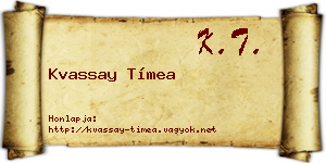 Kvassay Tímea névjegykártya